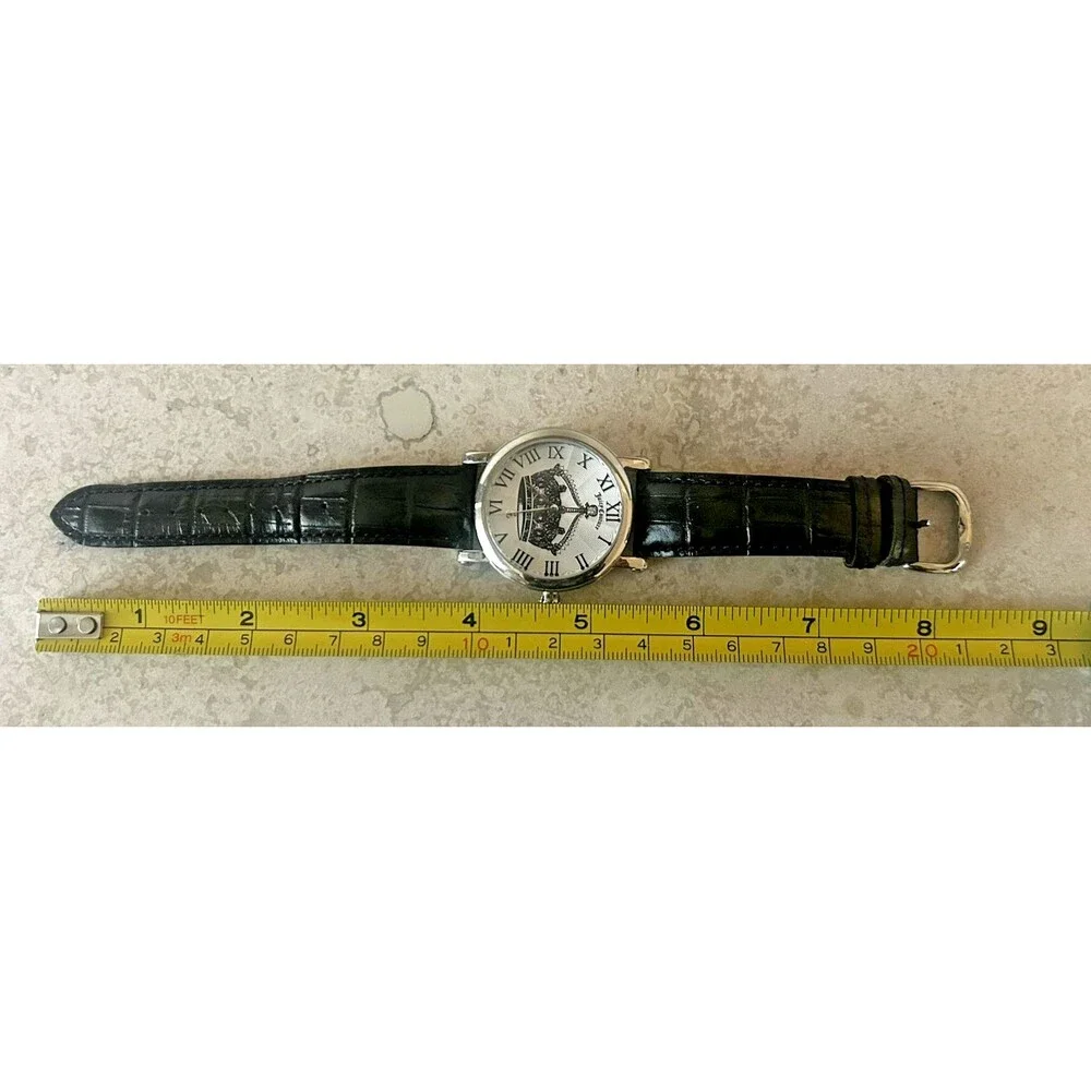 Juicy Couture Watch Womens Crown Crystal Dial Black Leather Y2K New Battery